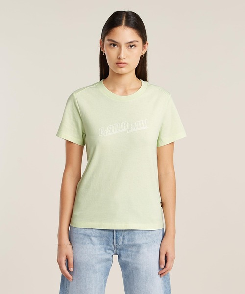 送料込★G-Star★Embro G-Script Logo 半袖Tシャツ セール】EMBRO LOGO T-SHIRT/刺繍フロントロゴTシャツ(Tシャツ