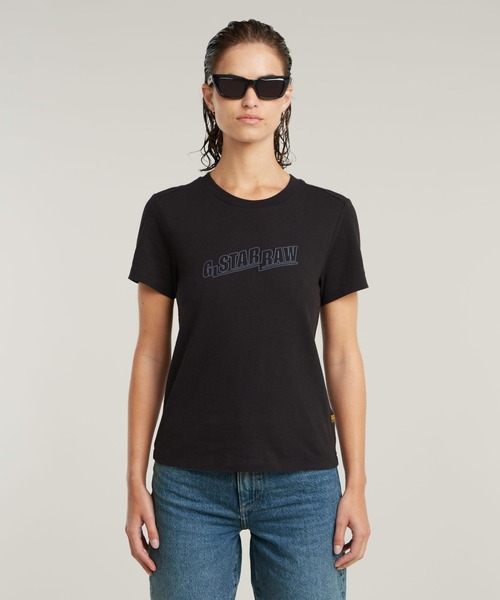 送料込★G-Star★Faux Embro Logo R T 半袖Tシャツ セール】EMBRO LOGO T-SHIRT/刺繍フロントロゴTシャツ(Tシャツ