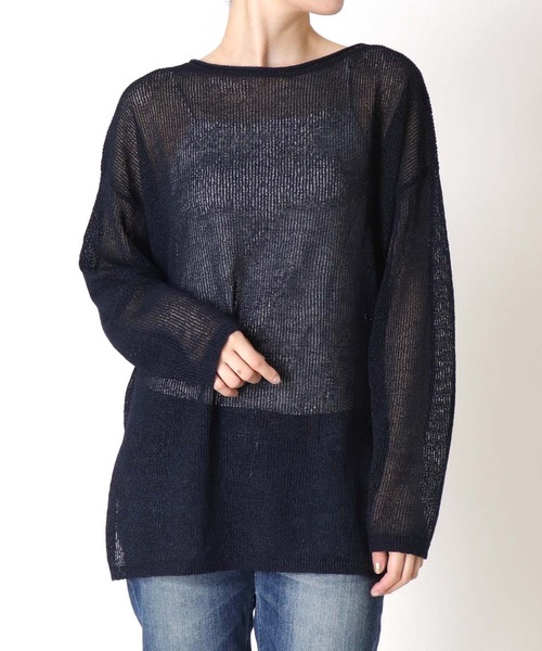 Jines(ジネス)の「TSUMUGI和紙前後2wayルーズニット(ニット/セーター・レディース・ブルー/ピンク/ネイビー/ベージュ/グリーン・38)」の3枚目の写真