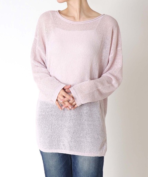 Jines(ジネス)の「TSUMUGI和紙前後2wayルーズニット(ニット/セーター・レディース・ブルー/ピンク/ネイビー/ベージュ/グリーン・38)」の5枚目の写真