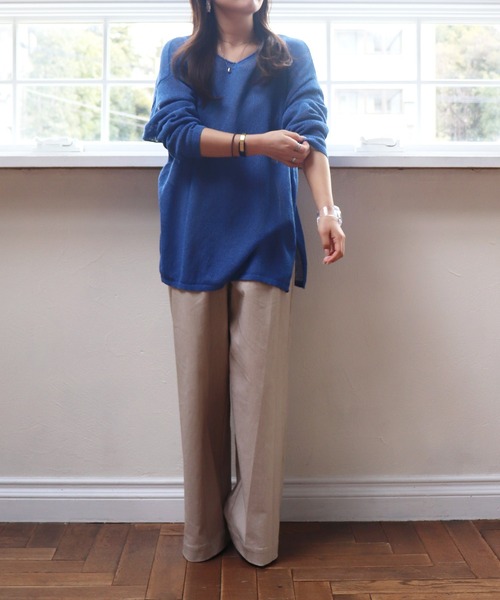 Jines(ジネス)の「TSUMUGI和紙前後2wayルーズニット(ニット/セーター・レディース・ブルー/ピンク/ネイビー/ベージュ/グリーン・38)」の15枚目の写真