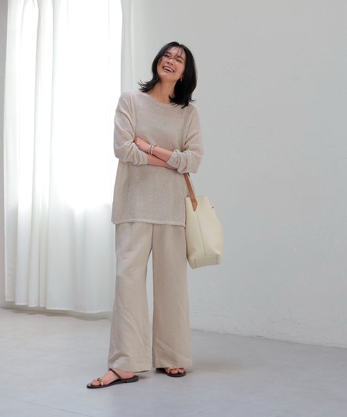 Jines(ジネス)の「TSUMUGI和紙前後2wayルーズニット(ニット/セーター・レディース・ブルー/ピンク/ネイビー/ベージュ/グリーン・38)」の6枚目の写真