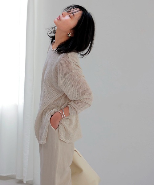 Jines(ジネス)の「TSUMUGI和紙前後2wayルーズニット(ニット/セーター・レディース・ブルー/ピンク/ネイビー/ベージュ/グリーン・38)」の9枚目の写真