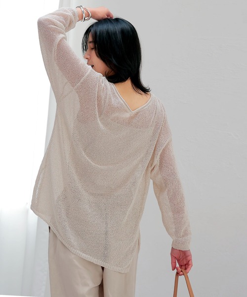 Jines(ジネス)の「TSUMUGI和紙前後2wayルーズニット(ニット/セーター・レディース・ブルー/ピンク/ネイビー/ベージュ/グリーン・38)」の10枚目の写真