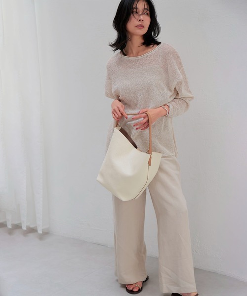 Jines(ジネス)の「TSUMUGI和紙前後2wayルーズニット(ニット/セーター・レディース・ブルー/ピンク/ネイビー/ベージュ/グリーン・38)」の7枚目の写真