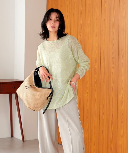 Jines(ジネス)の「TSUMUGI和紙前後2wayルーズニット(ニット/セーター・レディース・ブルー/ピンク/ネイビー/ベージュ/グリーン・38)」の13枚目の写真