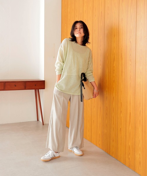 Jines(ジネス)の「TSUMUGI和紙前後2wayルーズニット(ニット/セーター・レディース・ブルー/ピンク/ネイビー/ベージュ/グリーン・38)」の11枚目の写真