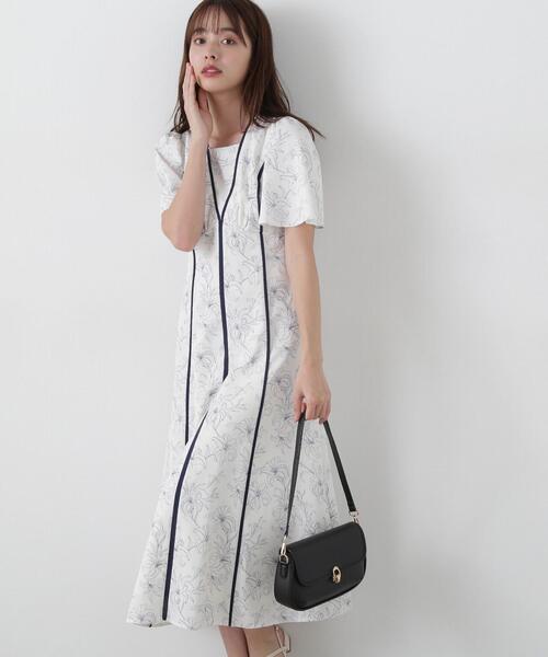 PROPORTION BODY DRESSING(プロポーションボディドレッシング)の「配色ライン花柄ワンピース / 1215140412(ワンピース・レディース・ダークグレー/ホワイト系その他/ブルー・SMALL/MEDIUM/P/S)」の2枚目の写真