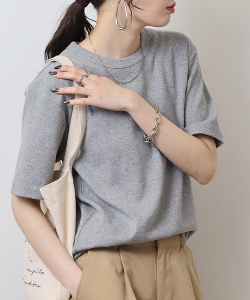JEMORGAN(ジェーイーモーガン)の「JEMORGAN テレコ 半袖クルーT(Tシャツ/カットソー・メンズ・ブラック/オフホワイト/杢グレー・M/XL/L)」の3枚目の写真