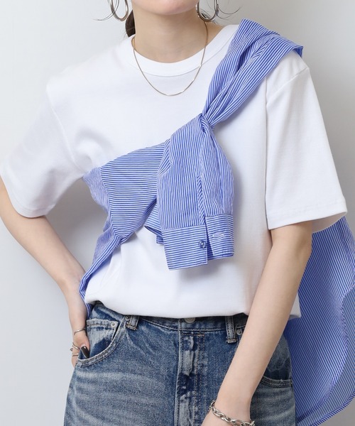 JEMORGAN(ジェーイーモーガン)の「JEMORGAN テレコ 半袖クルーT(Tシャツ/カットソー・メンズ・ブラック/オフホワイト/杢グレー・M/XL/L)」の22枚目の写真