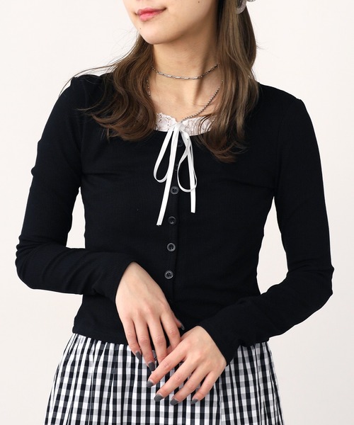 ROOPTOKYO(ループトウキョウ)の「2WAY リボンレース付き トップス 秋物 秋服 2026年秋冬(Tシャツ/カットソー・レディース・イエロー/グレー/ブラック/ホワイト・FREE)」の18枚目の写真