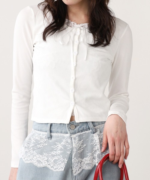 ROOPTOKYO(ループトウキョウ)の「2WAY リボンレース付き トップス 秋物 秋服 2026年秋冬(Tシャツ/カットソー・レディース・イエロー/グレー/ブラック/ホワイト・FREE)」の12枚目の写真