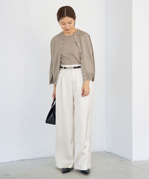 IENA(イエナ)の「ウォッシャブル サテン スラックス(スラックス・レディース・ネイビー/ホワイト・34/36/38)」の9枚目の写真