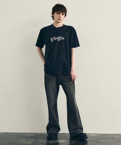 Shoowtime(ショウタイム)の「Rainbow glitter stone design oversized T-shirt / レインボーラメストーンデザインオーバーサイズTシャツ(Tシャツ/カットソー・メンズ・ブラック・MEDIUM/LARGE/X-LARGE)」の12枚目の写真