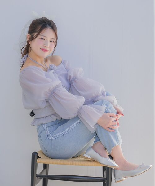 ems excite（エムズエキサイト）の「レース付きデニムPT（デニムパンツ・レディース・ライトブルー/ブラック/ピンク系その他・FREE）」の4枚目の写真