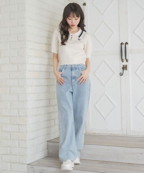 ems excite（エムズエキサイト）の「レース付きデニムPT（デニムパンツ・レディース・ライトブルー/ブラック/ピンク系その他・FREE）」の6枚目の写真