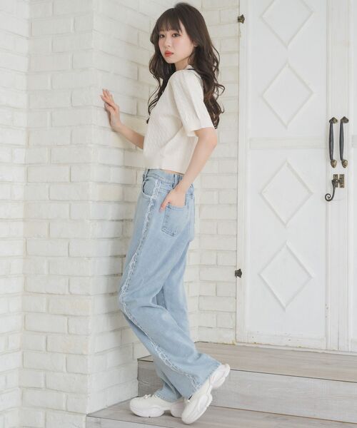 ems excite（エムズエキサイト）の「レース付きデニムPT（デニムパンツ・レディース・ライトブルー/ブラック/ピンク系その他・FREE）」の8枚目の写真