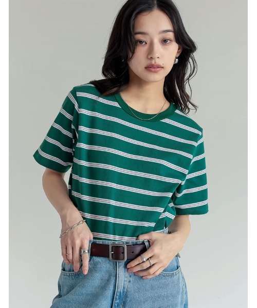 Re:EDIT（リエディ）の「コットンブレンドボーダーor花柄Ｔシャツ（Tシャツ/カットソー・レディース・グレー系その他/グリーン系その他/ブルー系その他・MEDIUM/LARGE）」の22枚目の写真