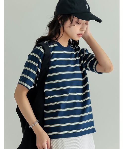 Re:EDIT（リエディ）の「コットンブレンドボーダーor花柄Ｔシャツ（Tシャツ/カットソー・レディース・グレー系その他/グリーン系その他/ブルー系その他・MEDIUM/LARGE）」の17枚目の写真