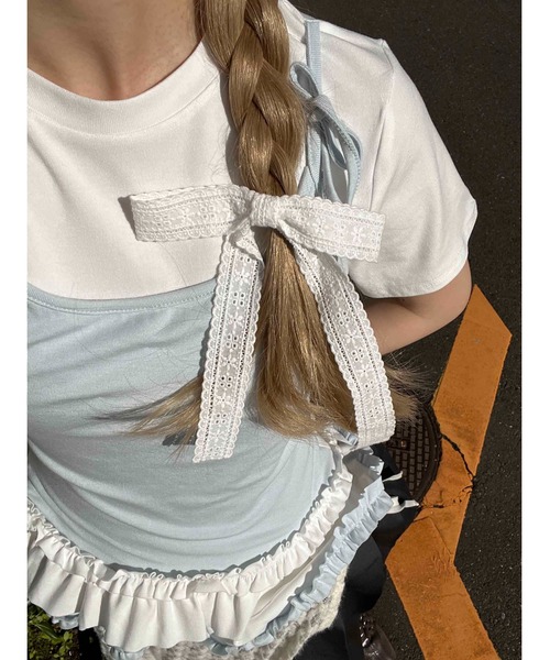 WC(ダブル シー)の「コットンレースリボンピン(ヘアピン・レディース・ホワイト・FREE)」の2枚目の写真