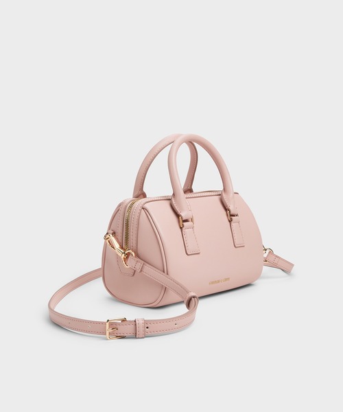 CHARLES & KEITH(チャールズ & キース)の「Everleigh エベルレイ ボウリングバッグ(トートバッグ・レディース・ライトピンク/クリーム/ブラック・S)」の9枚目の写真