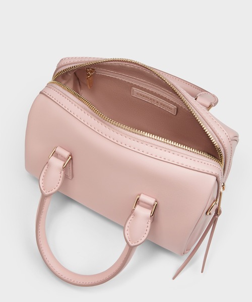 CHARLES & KEITH(チャールズ & キース)の「Everleigh エベルレイ ボウリングバッグ(トートバッグ・レディース・ライトピンク/クリーム/ブラック・S)」の10枚目の写真