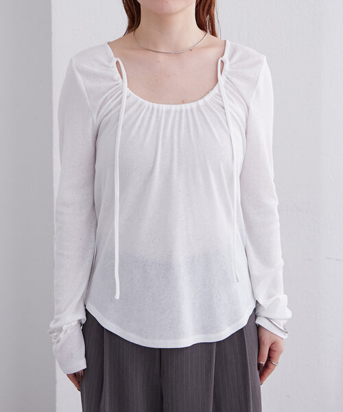 mystic(ミスティック)の「シアーチョーカーリボンロンT(Tシャツ/カットソー・レディース・ホワイト/ブラック/ブルー/オフホワイト/イエロー・FREE)」の19枚目の写真