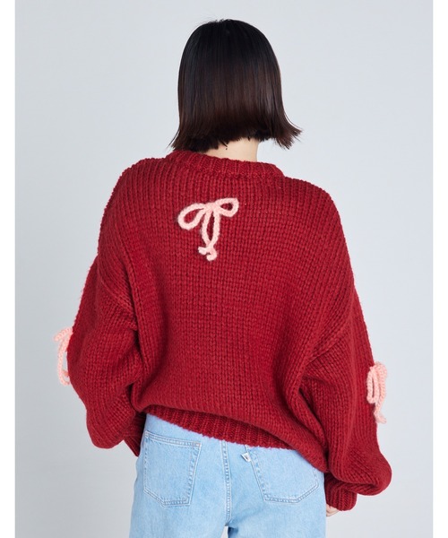 8】【Little Sunny Bite】ribbon knit top（ニット/セーター