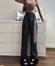 ハイウエストストライプワイドパンツ