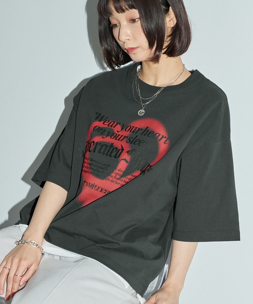 Anchor Smith(アンカー スミス)の「スプレーグラフィックプリント アソート メッセージ半袖Tシャツ(Tシャツ/カットソー・レディース・オフホワイト/ピンク/ホワイト系/ブラック系/スミクロ・M/L)」の8枚目の写真