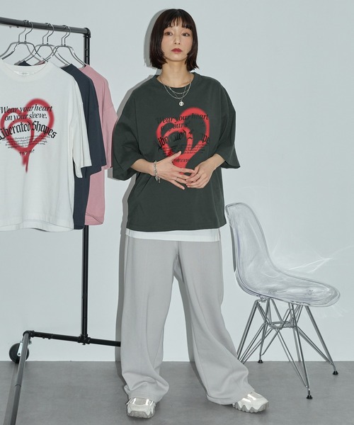 Anchor Smith(アンカー スミス)の「スプレーグラフィックプリント アソート メッセージ半袖Tシャツ(Tシャツ/カットソー・レディース・オフホワイト/ピンク/ホワイト系/ブラック系/スミクロ・M/L)」の11枚目の写真