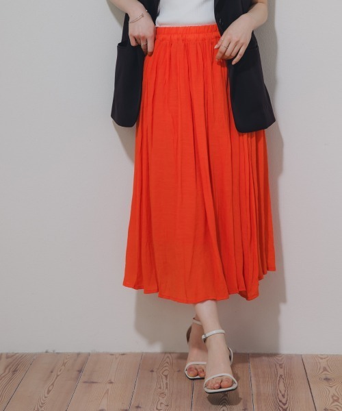 Petitjo（プッチージョ）の「小さいサイズ　楊柳フレアスカート(総丈73cm)　低身長さん・小柄女性（スカート・レディース・ネイビー/ベージュ/オレンジ・PSS/PS/PM/PL）」の10枚目の写真