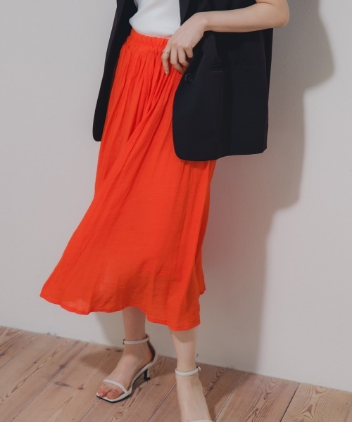 Petitjo（プッチージョ）の「小さいサイズ　楊柳フレアスカート(総丈73cm)　低身長さん・小柄女性（スカート・レディース・ネイビー/ベージュ/オレンジ・PSS/PS/PM/PL）」の11枚目の写真