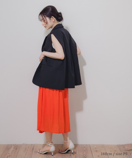 Petitjo（プッチージョ）の「小さいサイズ　楊柳フレアスカート(総丈73cm)　低身長さん・小柄女性（スカート・レディース・ネイビー/ベージュ/オレンジ・PSS/PS/PM/PL）」の12枚目の写真