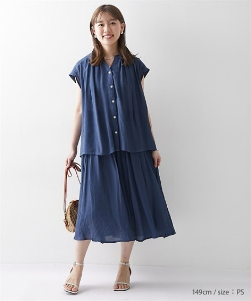 Petitjo（プッチージョ）の「小さいサイズ　楊柳フレアスカート(総丈73cm)　低身長さん・小柄女性（スカート・レディース・ネイビー/ベージュ/オレンジ・PSS/PS/PM/PL）」の19枚目の写真