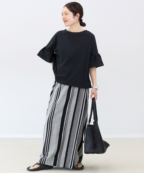 Aletta vita(アレッタビータ)の「汗染み防止加工フリルスリーブプルオーバー(Tシャツ/カットソー・レディース・グレー/ブラック/チャコール/ベージュ・M)」の14枚目の写真