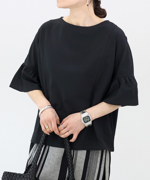 Aletta vita(アレッタビータ)の「汗染み防止加工フリルスリーブプルオーバー(Tシャツ/カットソー・レディース・グレー/ブラック/チャコール/ベージュ・M)」の17枚目の写真