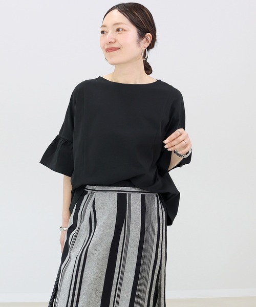 Aletta vita(アレッタビータ)の「汗染み防止加工フリルスリーブプルオーバー(Tシャツ/カットソー・レディース・グレー/ブラック/チャコール/ベージュ・M)」の19枚目の写真