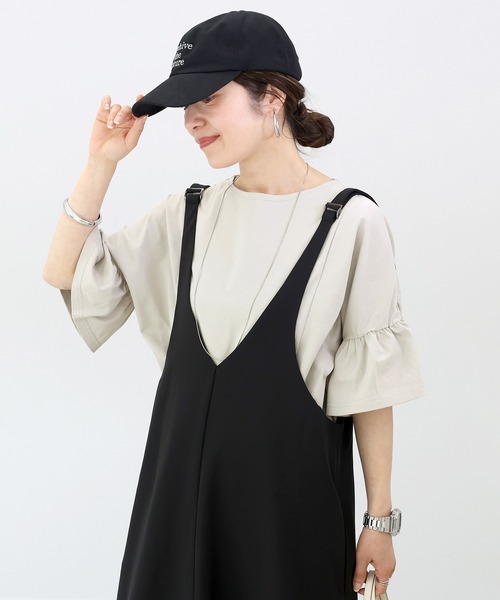 Aletta vita(アレッタビータ)の「汗染み防止加工フリルスリーブプルオーバー(Tシャツ/カットソー・レディース・グレー/ブラック/チャコール/ベージュ・M)」の13枚目の写真