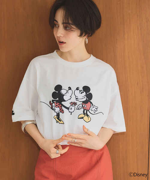Disney(ディズニー)の「【Disney/ディズニー】ミッキー&ミニープリント半袖Tシャツ(Tシャツ/カットソー・レディース・グレー/オフホワイト・M/L/LL)」の14枚目の写真