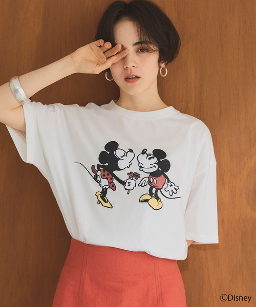 Disney(ディズニー)の「【Disney/ディズニー】ミッキー&ミニープリント半袖Tシャツ(Tシャツ/カットソー・レディース・グレー/オフホワイト・M/L/LL)」の13枚目の写真