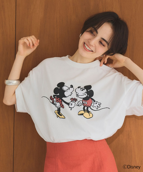 Disney(ディズニー)の「【Disney/ディズニー】ミッキー&ミニープリント半袖Tシャツ(Tシャツ/カットソー・レディース・グレー/オフホワイト・M/L/LL)」の12枚目の写真