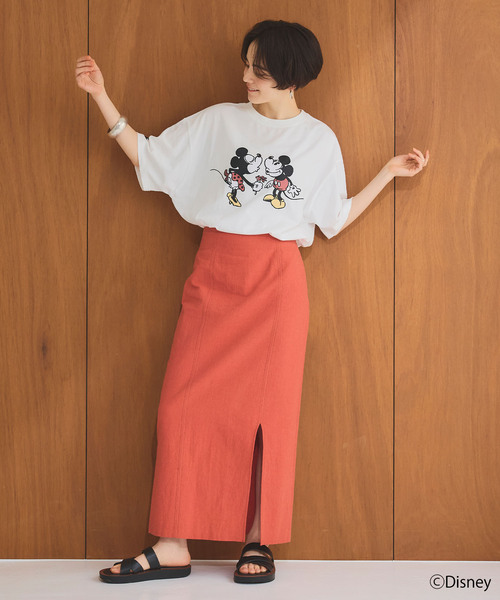 Disney(ディズニー)の「【Disney/ディズニー】ミッキー&ミニープリント半袖Tシャツ(Tシャツ/カットソー・レディース・グレー/オフホワイト・M/L/LL)」の8枚目の写真