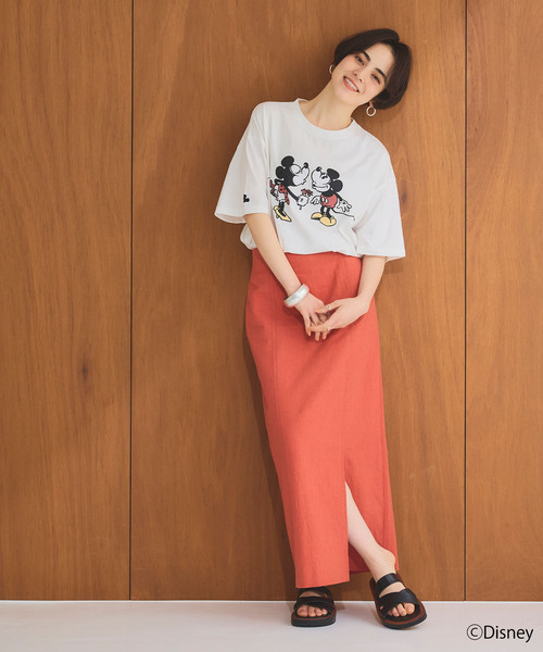 Disney(ディズニー)の「【Disney/ディズニー】ミッキー&ミニープリント半袖Tシャツ(Tシャツ/カットソー・レディース・グレー/オフホワイト・M/L/LL)」の6枚目の写真