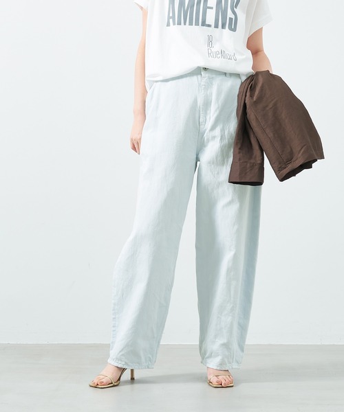 MICA&DEAL（マイカ＆ディール）の「製品染めバルーンデニムパンツ〈2サイズ展開〉（デニムパンツ・レディース・ピンク/サックスブルー/オフホワイト/チャコールグレー・36/38）」の3枚目の写真