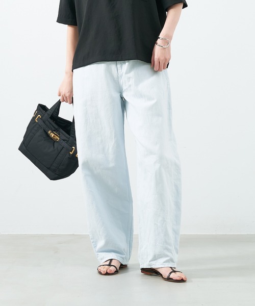 MICA&DEAL（マイカ＆ディール）の「製品染めバルーンデニムパンツ〈2サイズ展開〉（デニムパンツ・レディース・ピンク/サックスブルー/オフホワイト/チャコールグレー・36/38）」の5枚目の写真