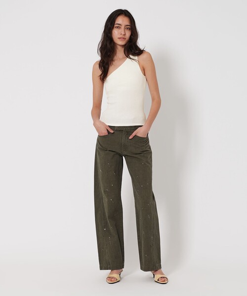 ATTISESSION(アティセッション)の「<ATTISESSION>コットン テレコ ワンショルダ― トップス(キャミソール・レディース・オフホワイト/ネイビー・FREE)」の4枚目の写真