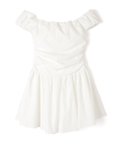 M DOLLY(エムドリー)の「cotton flare mini dress/オフショルダーシャーリングフレアミニドレス(ワンピース・レディース・ホワイト/ブラック・S/M)」の15枚目の写真