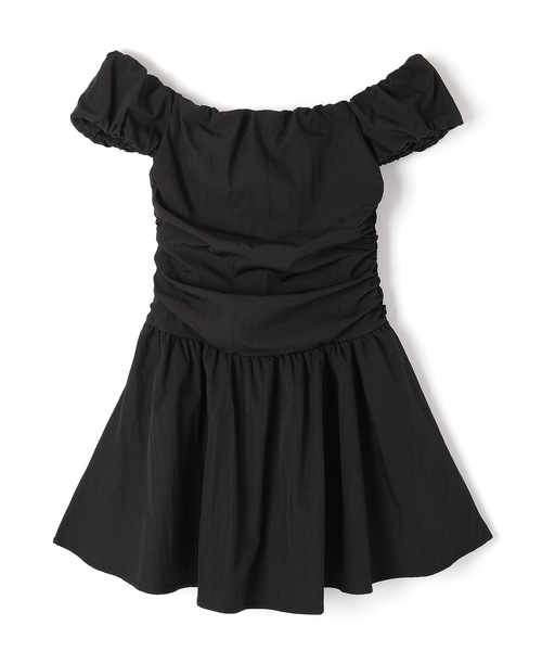 M DOLLY(エムドリー)の「cotton flare mini dress/オフショルダーシャーリングフレアミニドレス(ワンピース・レディース・ホワイト/ブラック・S/M)」の16枚目の写真