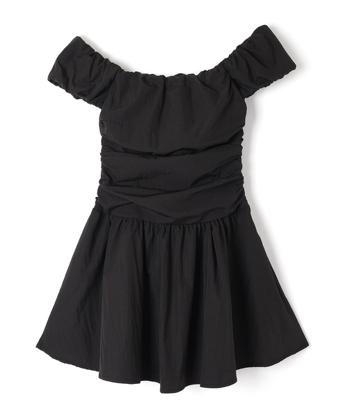 M DOLLY(エムドリー)の「cotton flare mini dress/オフショルダーシャーリングフレアミニドレス(ワンピース・レディース・ホワイト/ブラック・S/M)」の17枚目の写真